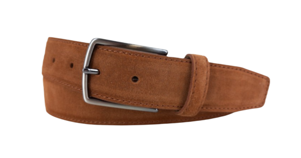 Leren suède riem cognac