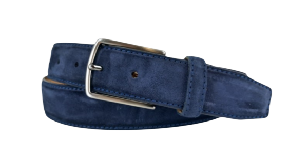 Leren suède riem navy