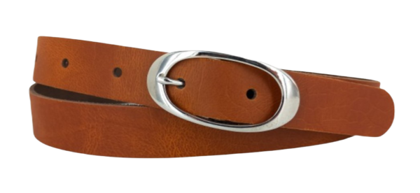 Smalle Riem Dames - Kleur: Cognac - 100% Echt Leer