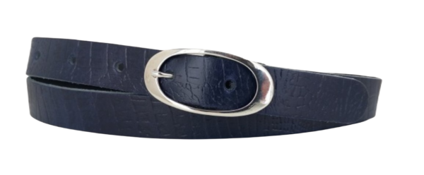 Smalle Riem Dames - Kleur: Navy - 100% Echt Leer