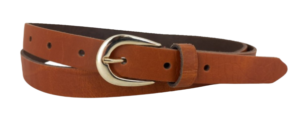 Smalle Riem Dames - Kleur: Cognac - 100% Echt Leer