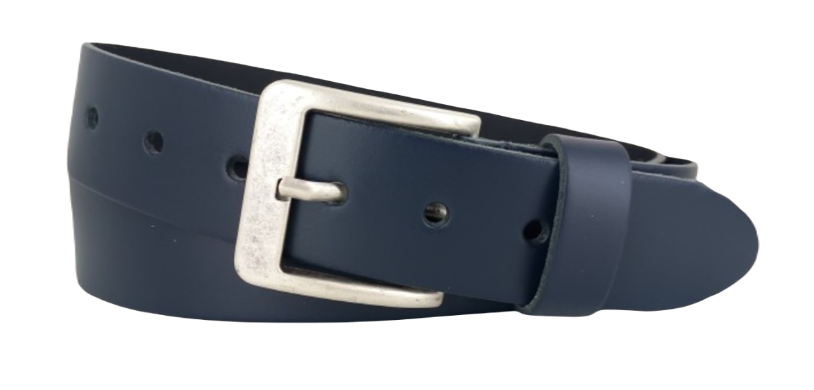 Leren Heren Riem 4cm - Kleur: Navy - 100% Echt Leer